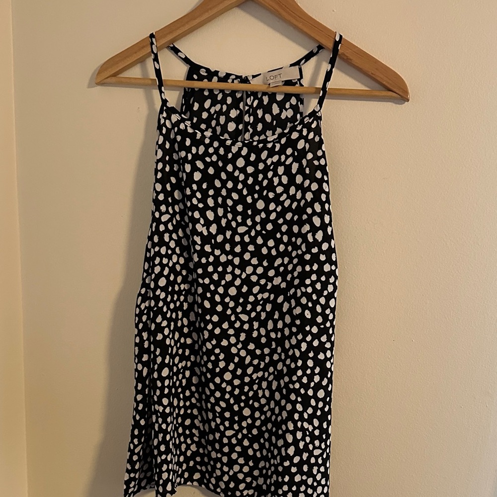 LOFT Black and White Polka Dot Top